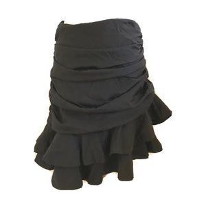 Donnee Par Dieu Shorts Size Medium Women Ruffle Assymetric Ruched Black Skirt M